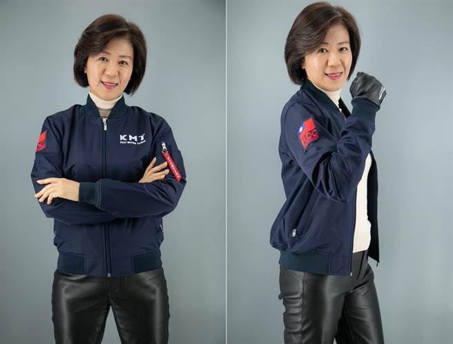 国民党推出飞行外套，首波宣传照以文传会主委王育敏当模特儿，却遭民进党网路社群中心主任范纲皓揶揄是「50岁阿姨」。（图／摘自国民党电商中心 AKA 百年老店脸书）