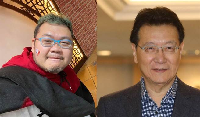 趙少康(右)宣布回國民黨爭黨主席，四叉貓(左)分析，江啟臣一句話能決定參選資格。(中時資料照)