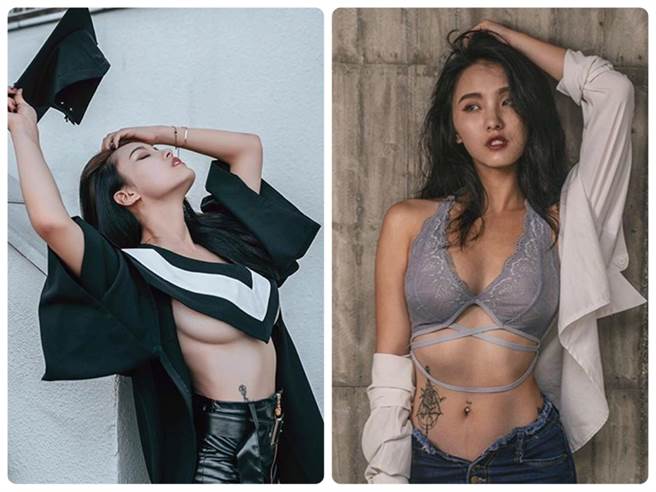 就读国立高雄第一科技大学女大生吴欣姿（Effi）也曾分享学士服的特殊穿法，在当时引发网友暴动。（图／effi_hsintzu提供）