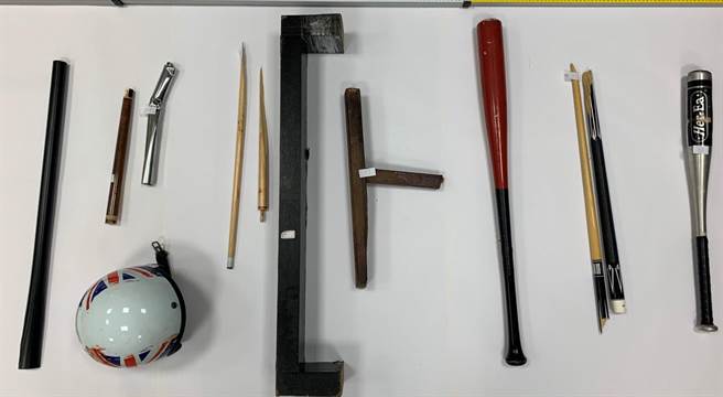 大雅区昨日发生23人大乱斗，造成1死6伤憾事，现场查获空气枪等相关证物。（民眾提供／陈淑娥台中传真）