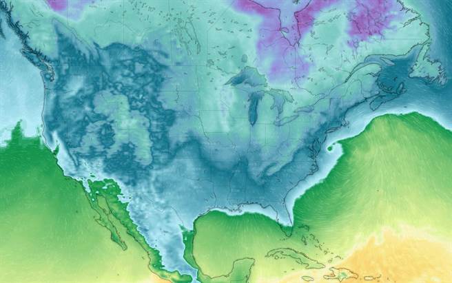 颱風論壇預告，北美將迎來超強冷空氣，連佛州都難以避免。（翻攝颱風論壇臉書）