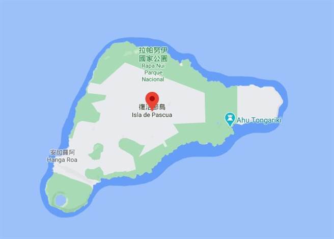 智利復活岛东南方海域6.6强震 无海啸危险。(图/翻摄自Google Map)