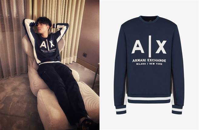 陈昊森另一套则以大学T搭配率性黑裤。（图／品牌提供）