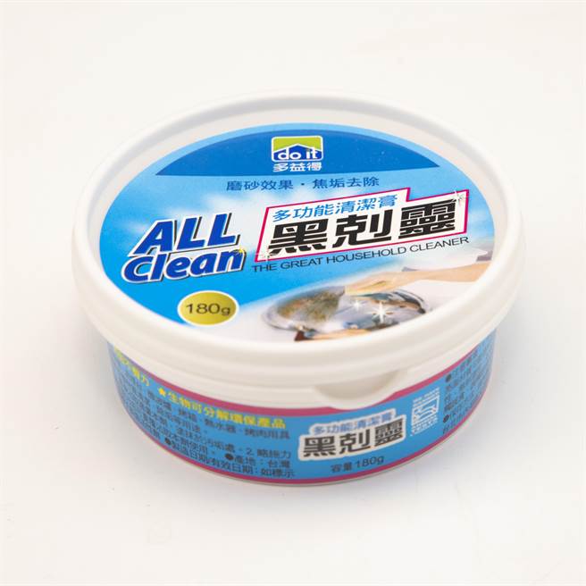 特力屋多益得黑克灵小橘神奇去污剂，具清洁、防水珠、杀菌等功能，食品级配方，锅具内外都可用，199元。（特力屋提供）