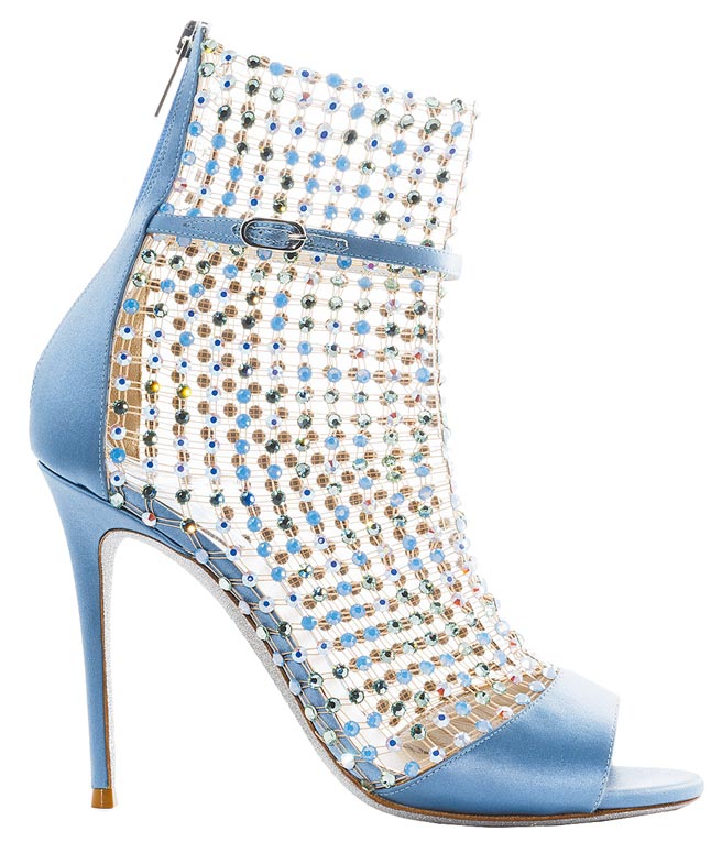 Rene Caovilla Galaxia丹寧色跟鞋6万5000元。（Rene Caovilla提供）