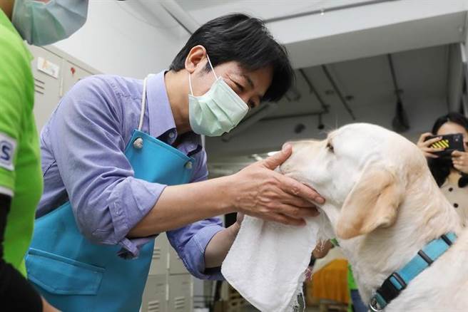 赖清德：台湾约6万名视障者，仅有40多只导盲犬。总统府提供