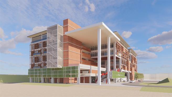 竹东联合办公大楼预计以清水红砖墙为设计基础，结合各附属机关，未来将方便民眾洽公，提升行政效率。（县府提供／庄旻静新竹传真）