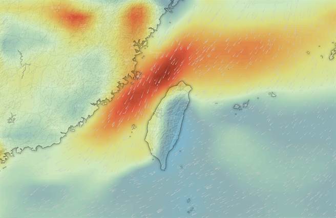 明东北季风增强，空污持续影响。（翻摄颱风论坛-天气特急脸书）