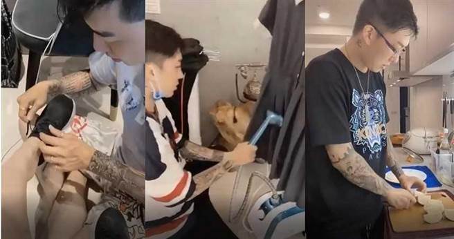 张姓医美贵妇因心疼施男家境坎坷，不但收对方当乾儿子，还让对方同居豪宅，张女并在脸书上PO出施男做家事的照片，大讚对方很贴心。（图／读者提供）