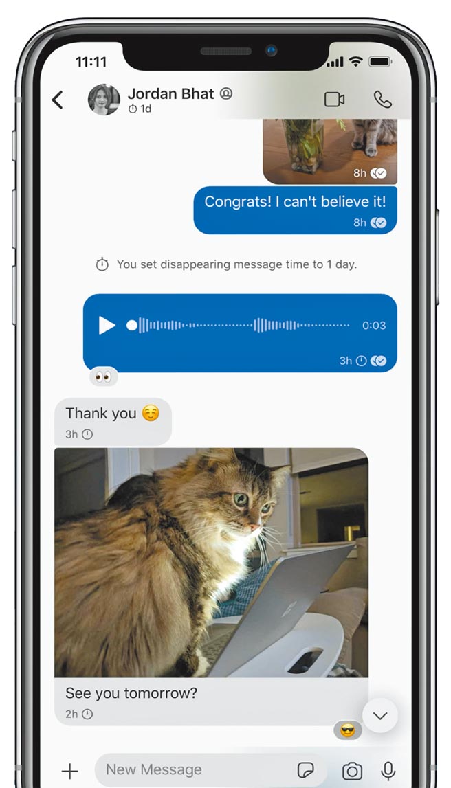 Signal可以设定讯息在一定时间后删除，图片还能设定成「阅后即焚」，以保护自己的讯息安全。（摘自APP Store）
