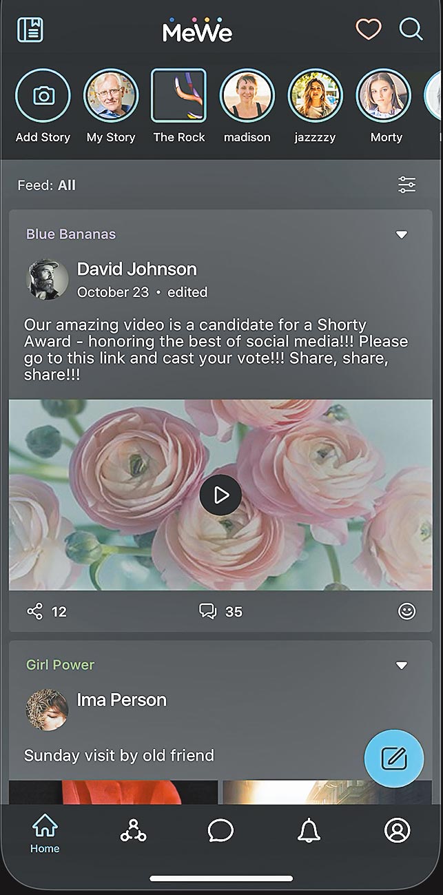 MeWe主打反Facebook政策，为无广告、不出售用户资料的社交平台。（摘自APP Store）