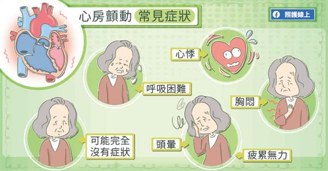心房顫動常見症狀。(圖/照護線上提供)