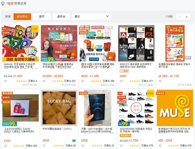 网购福袋夯，内容物更包罗万象，桃园市法务局提醒网购福袋要查证卖方评价，切勿被图片吸引下单。（蔡依珍摄）