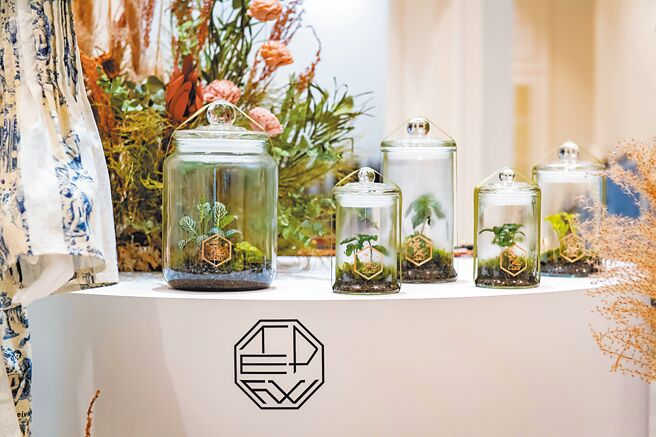 台北时装周设计师选品店特邀花艺团队「巧偶花艺‧设计」，透过植物和服装回答永续议题。（臺北时装周提供）