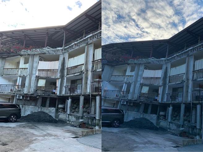 该饭店的外观与内部装潢却网友直呼「最贵的工地」，整间饭店外观骯脏、破旧不堪，呈现浓厚「废墟感」。（图／翻摄自脸书「好想住饭店 好康踩雷不藏私」）