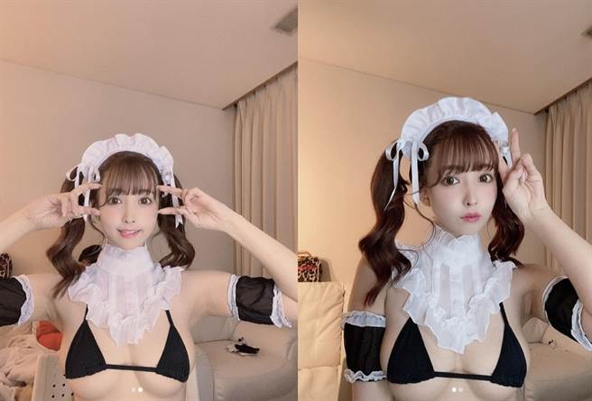 三上悠亞cosplay女僕，性感裝扮大秀傲人上圍。(圖/ 摘自三上悠亞IG)