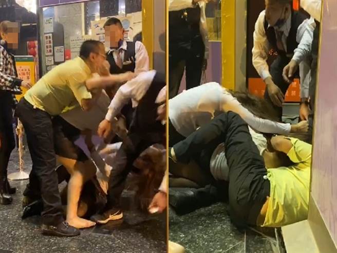 台南市安平区一间舞厅2名年约40岁的小姐，14日疑似喝醉酒后，欲替各自的客人出气，竟在舞厅门外互殴起来。（图／路人提供）