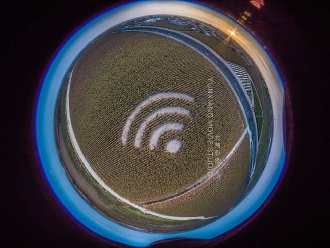 嘉义「WiFi麦田圈」引热议，由允翔影像工作室负责人柯发寿日前用空拍机所拍下。（图／柯发寿授权提供）