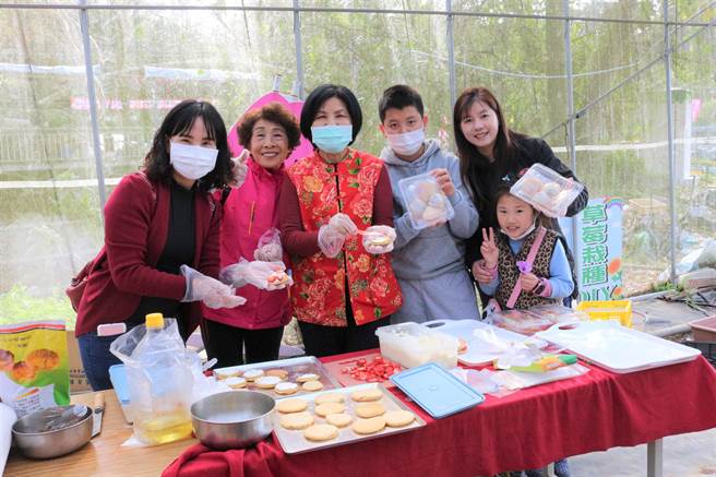 苗栗县大湖卫生所执行社区营造计画，将卫教课程拉到户外，与大湖乡施行无毒农耕的草莓园合作，18日邀请祖孙、亲子到草莓园同乐，体验无毒农耕、健康饮食。（巫静婷摄）