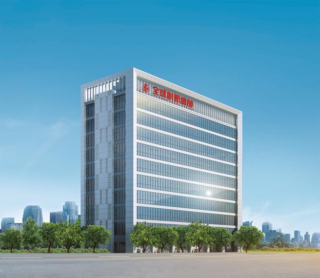 CIO全球创新总部楼层挑高4米8，近70米面宽，打造土城层峰水岸企业总部。图／业者提供