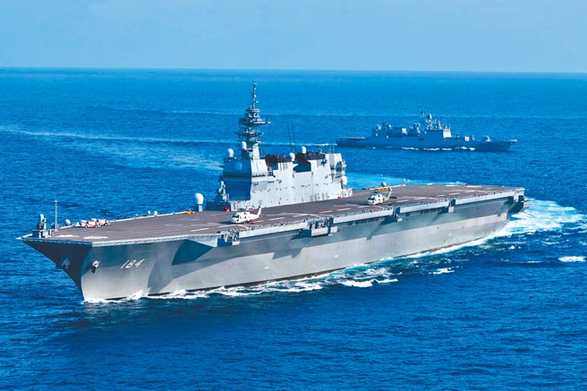 美智库兰德公司专家指出，日本及澳洲是最有可能在军事上协助美国防卫台湾的国家。图为日本直升机母舰加贺号（舷号184）。（摘自日本海上自卫队）