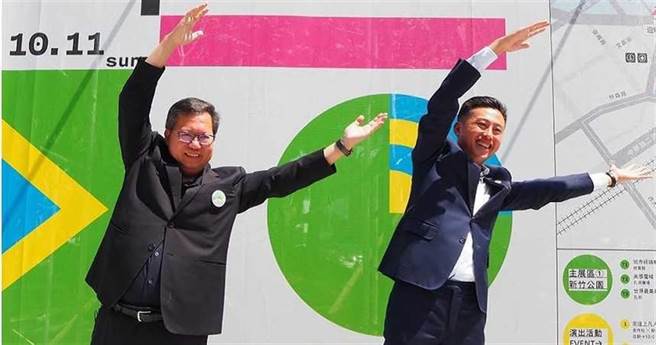 網媒最新民調顯示，桃園市長鄭文燦2022卸任，目前新竹市長林智堅（右）是最強的接棒人選。（本報資料照）