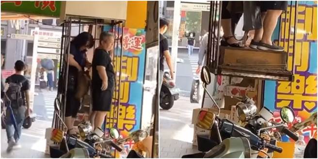 北市民生西路上有个只有冰箱宽的升降梯，北市建管处表示将开罚6万，并限期改善。（图／翻摄自路上观察学院）