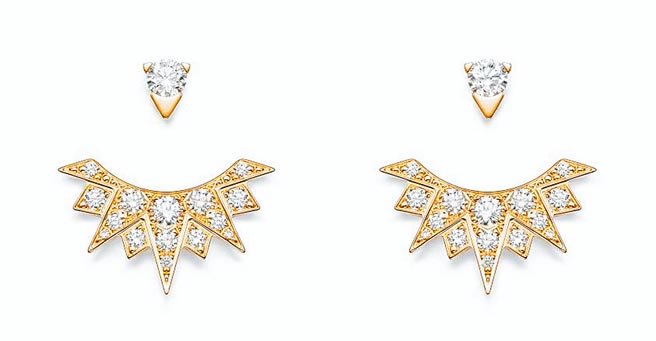 伯爵Sunlight系列18K玫瑰金镶钻耳环，19万9000元。（伯爵提供）