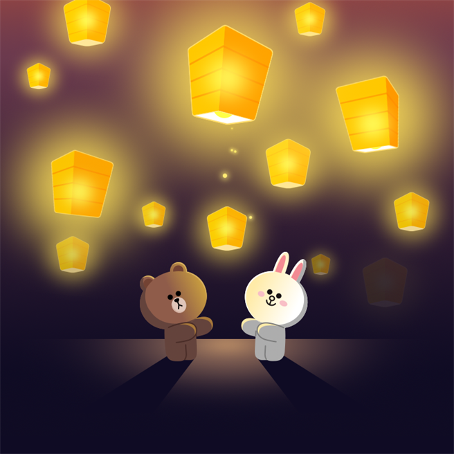 LINE聊天室暖心天燈特效又來了。（摘自LINE部落格）