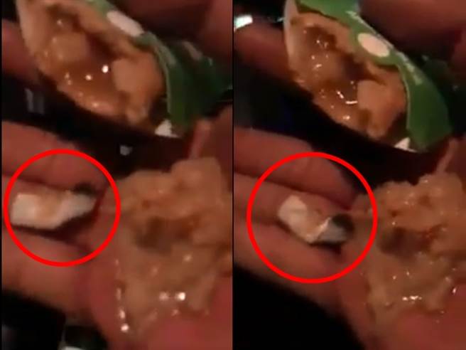 一名网友控诉日前吃知名速食店的苹果派时，竟在内馅里发现菸头，不过网友提出质疑，认为他应该是吃到自己抽的菸。（图／翻摄自脸书「爆料公社」）
