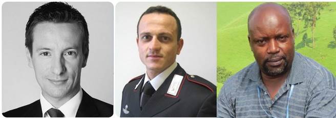 义大利大使遇袭事件的3名死者，左起大使阿塔纳西奥、安全宪兵亚科瓦奇，与驾驶米兰博。(图/TWITTER)