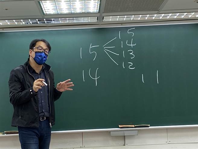 升学专家刘骏豪解析今年的学测数据。（林志成摄）