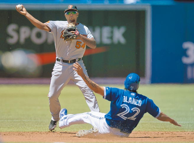 中职决定採取高道德标准，不允许富邦悍将登录新洋炮纳飞猛。图为他在大联盟金莺队的比赛照片。（美联社）