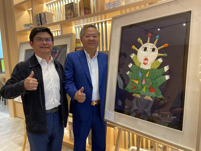 西班牙艺术家皇‧雷普耶斯多年前的创作，和新冠肺炎病毒造型相似，笑称这幅画可易名为《病毒》，希望全球早日走出疫情阴霾。（卢金足摄）