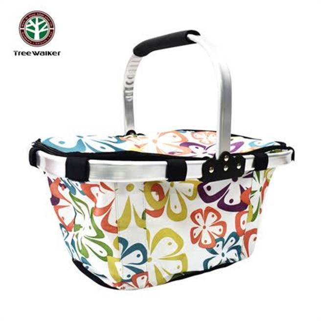 遠傳friDay購物的Tree Walker 折疊手提保溫野餐籃繽紛花色，原價699元，特價499元。（遠傳friDay購物提供）