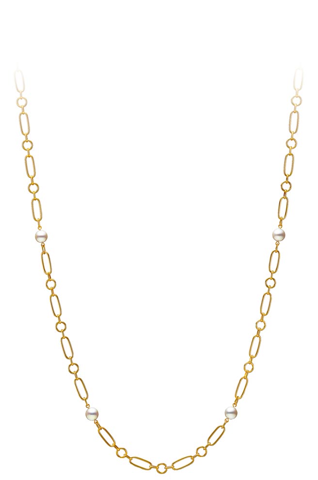 MIKIMOTO M Code系列珍珠长项炼，K金款62公分， 13万2000元。  （MIKIMOTO提供）