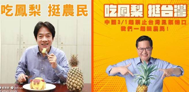 不少民进党大咖都齐晒凤梨长辈图。(取自赖清德、郑文灿脸书)