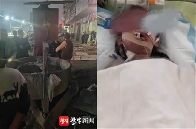 大陆一位4岁女童误入工地，跌进水泥搅拌机，全身多处骨折，目前仍未脱离险境。（翻摄紫牛新闻）
