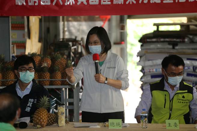 ▲蔡英文总统表示，对于大陆3月1日起暂停输入台湾凤梨并不符合贸易规定，她感到不解及遗憾，但她呼吁农民勿担心，「免惊免烦恼政府挺您」。（林雅惠摄)