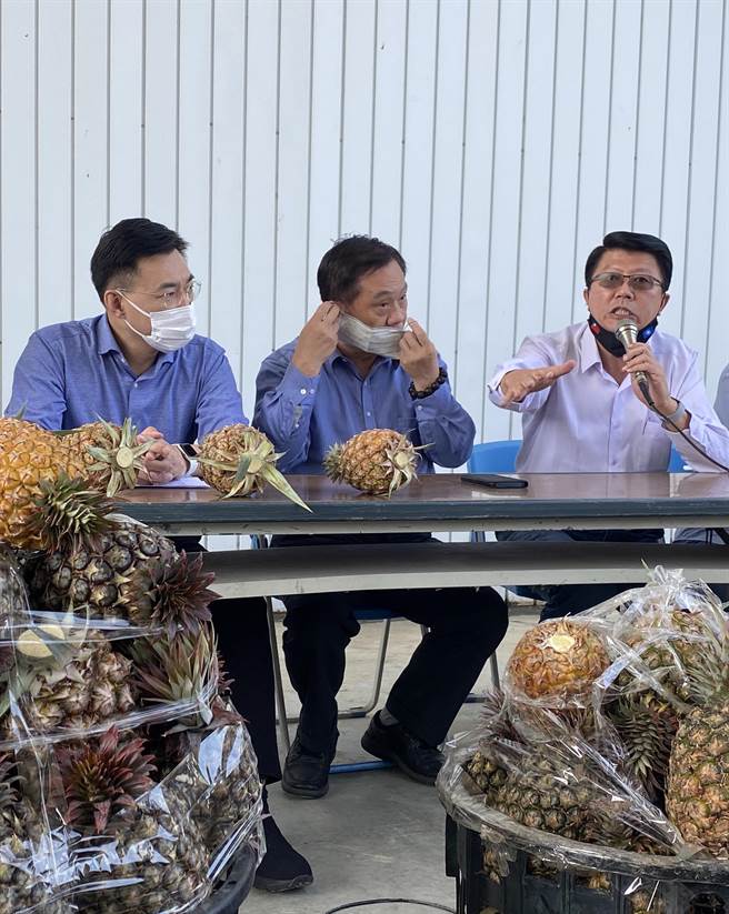 国民党副秘书长谢龙介(右)针对莲雾销陆也受阻，特别澄清是谣言。(曹婷婷摄)