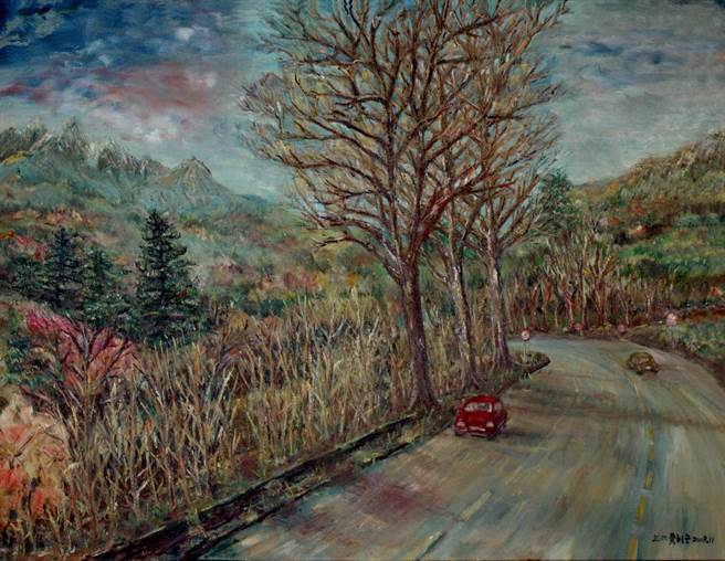 黄利安作品「加拿大洛矶山脉三兄弟」。（葫芦墩文化中心提供／陈淑娥台中传真）