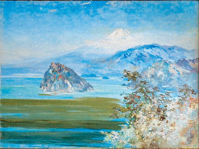 新竹市府在民富国小发现2幅日籍画家石川钦一郎画作，其中有传世稀少大号数油画。（新竹市府提供／邱立雅竹市传真）