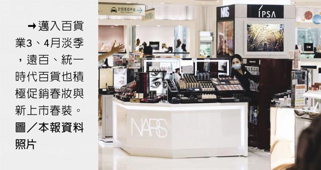 迈入百货业3、4月淡季，远百、统一时代百货也积极促销春妆与新上市春装。图／本报资料照片