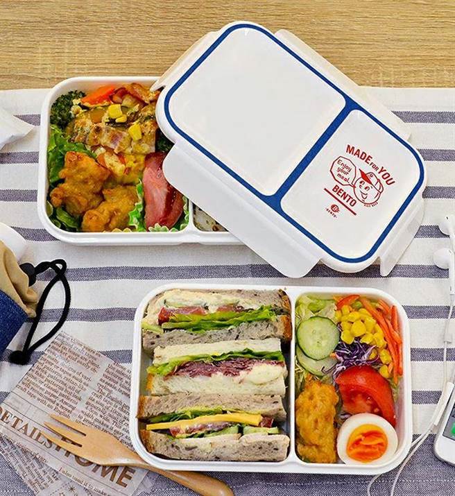 圖五：台隆手創館CB巴黎系列輕食餐盒外型俏皮可愛，分離設計讓飯菜不混雜，四邊圓角好清洗。（台隆手創館提供）