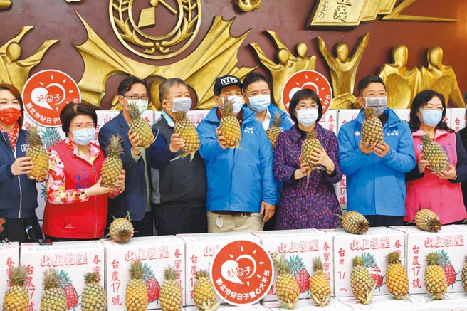 新北市议会国民党团发起认购国产凤梨，捐赠新北爱心大平台，给有需要的弱势民眾。（叶德正摄）