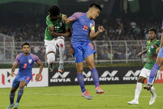 印度男足队参与2022世足资格赛。（美联社资料照）