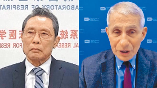 中国工程院院士锺南山与美国着名传染病学专家佛奇博士（见图）举行视讯连线对话。（摘自央视）