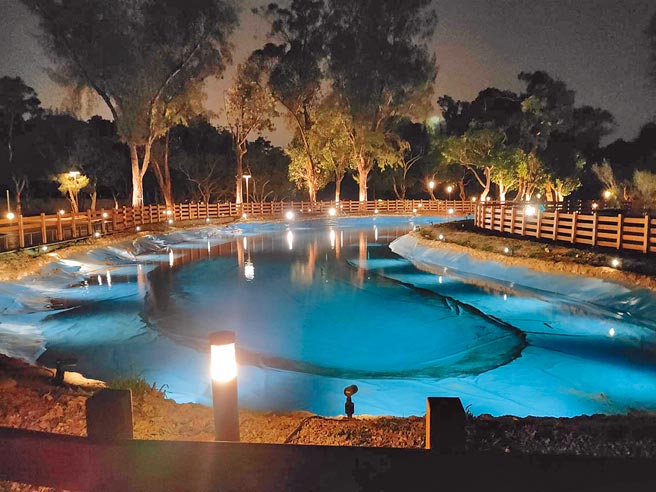 台中花博后里森林园区保留生态环境池，呈现「林荫水岸」。（王文吉摄）