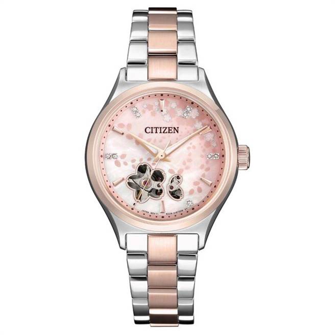樂天市場上的廣三SOGO官方店推出了CITIZEN 星辰櫻花粉紅金限量機械女表，原價1萬8800元，特價1萬5040元。（樂天市場提供）