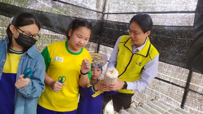 台南市官田国小校长王全兴表示，学生主动提议要在温室试种菇类。（官田国小提供／刘秀芬台南传真）